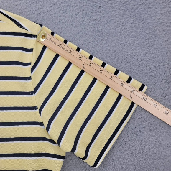 Wrangler Shirt Mens Medium Yellow Striped Breathe Dri Polo Golf Short Sleeve - Picture 15 of 15